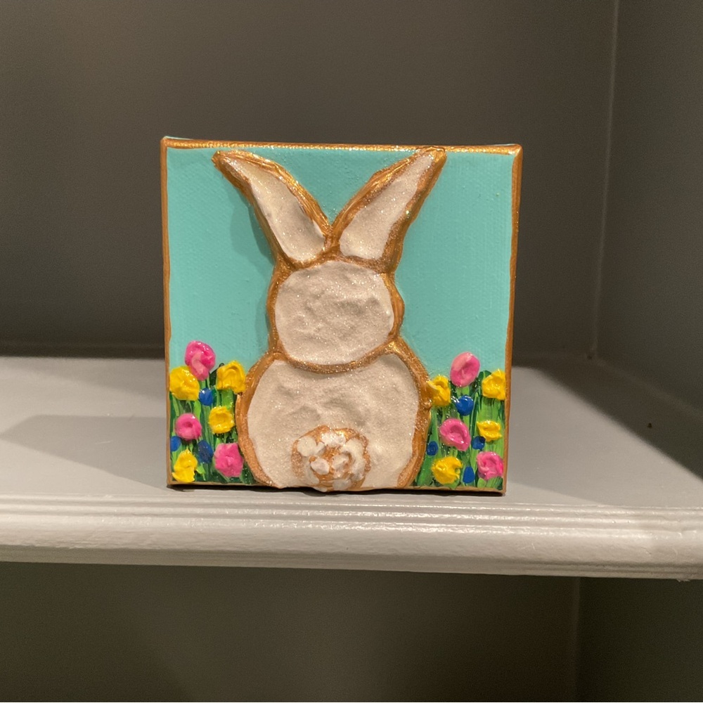 🔴Baby Nursery Art🔴Sparkly Colorful Bunny Canvas Art🔴Original Art🔴